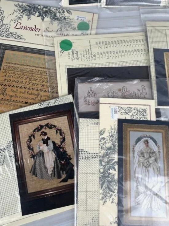 Lavender & Lace Lot Of 15 Cross Stitch Patterns Vtg Marilyn Leavitt Imblum